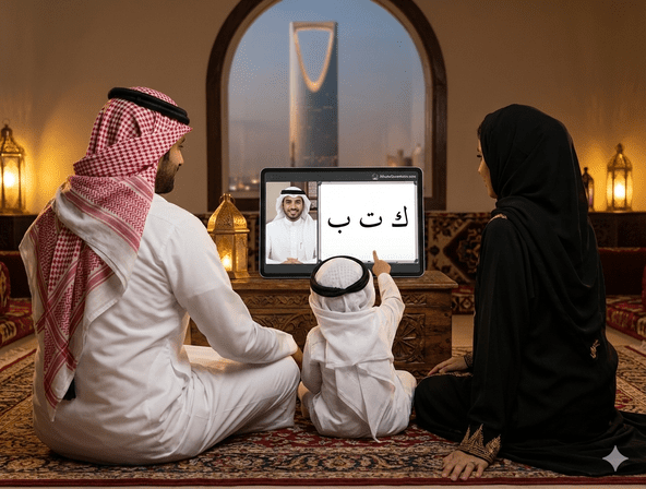 Icons representing Qaida, Tajweed, Hifz, and Tafsir courses for online Quran learning in Saudi Arabia.
